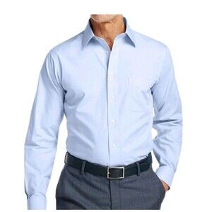 Paul Frederick Non-Iron Cotton Pinpoint Solid Point Collar Dress Shirt 18/35 2XL